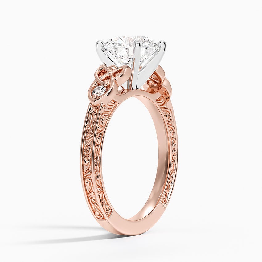 14K Rose Gold Aberdeen Celtic Diamond Ring, large side view