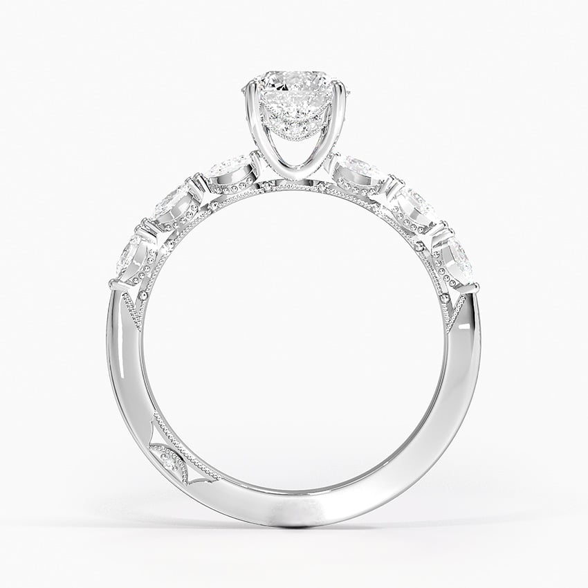 18K White Gold Tacori Sculpted Crescent Pear Diamond Ring