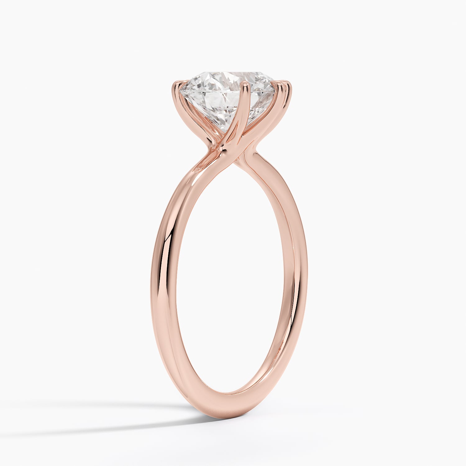 14K Rose Gold Freesia Six-Prong Solitaire Ring, large side view