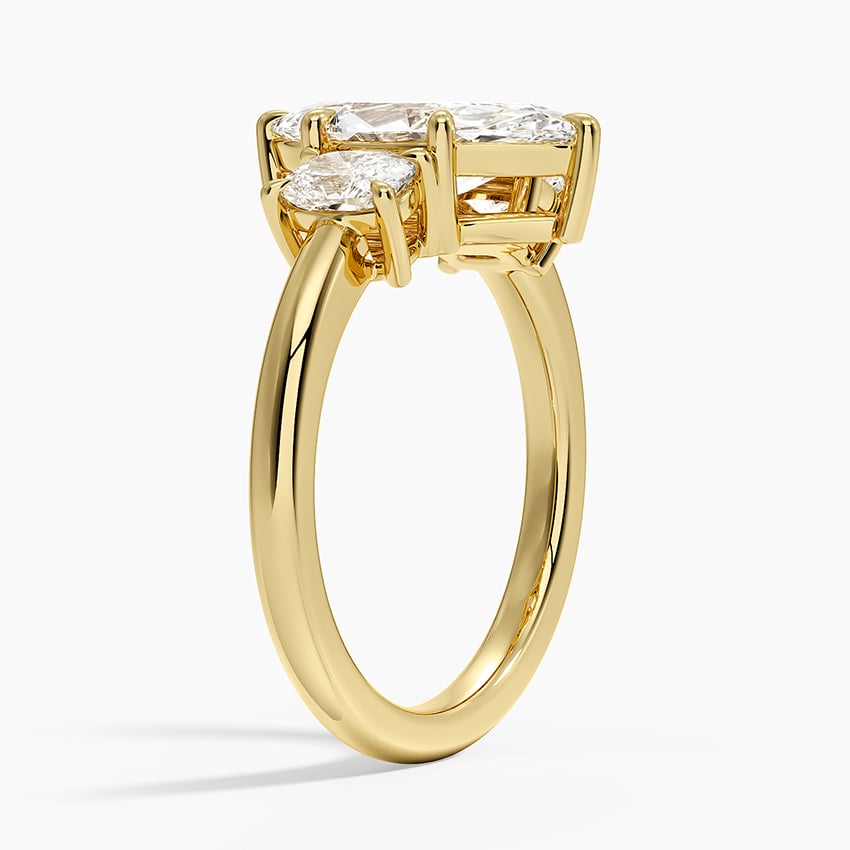 Faye Elongated Cushion Three Stone Diamond Ring