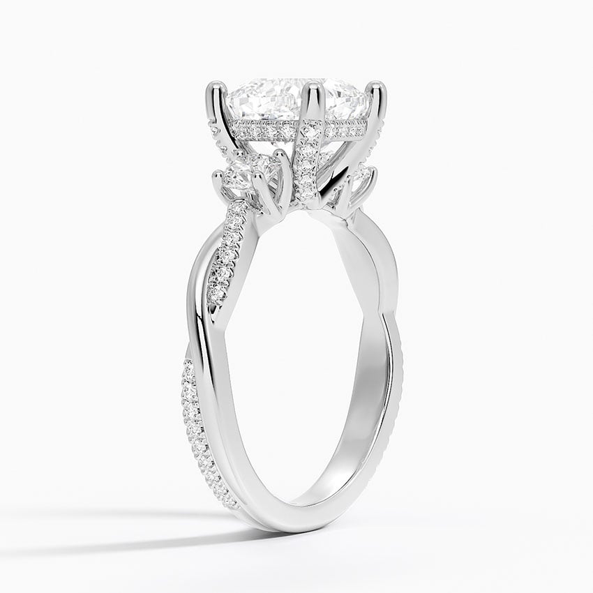 Nature Inspired Three Stone Diamond Engagement Ring