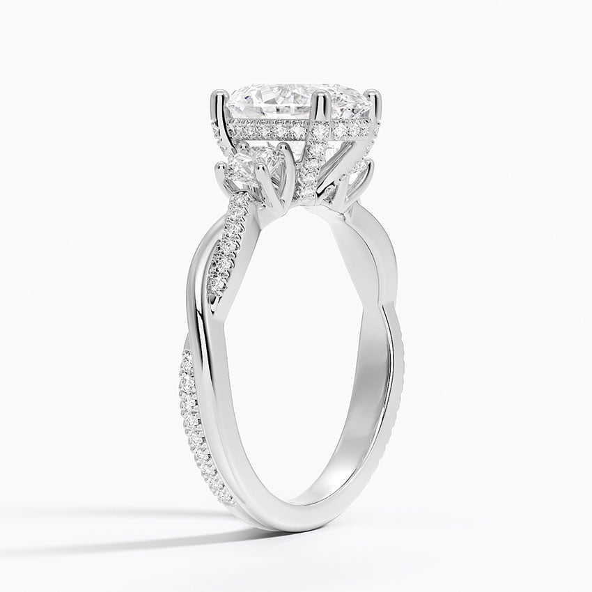 Nature Inspired Three Stone Diamond Engagement Ring
