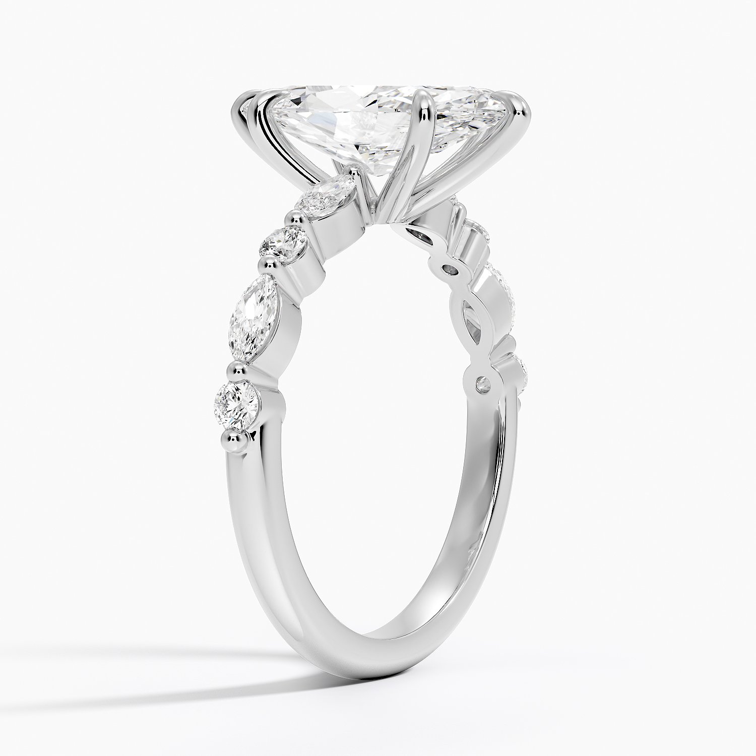 Round and Marquise Engagement Ring