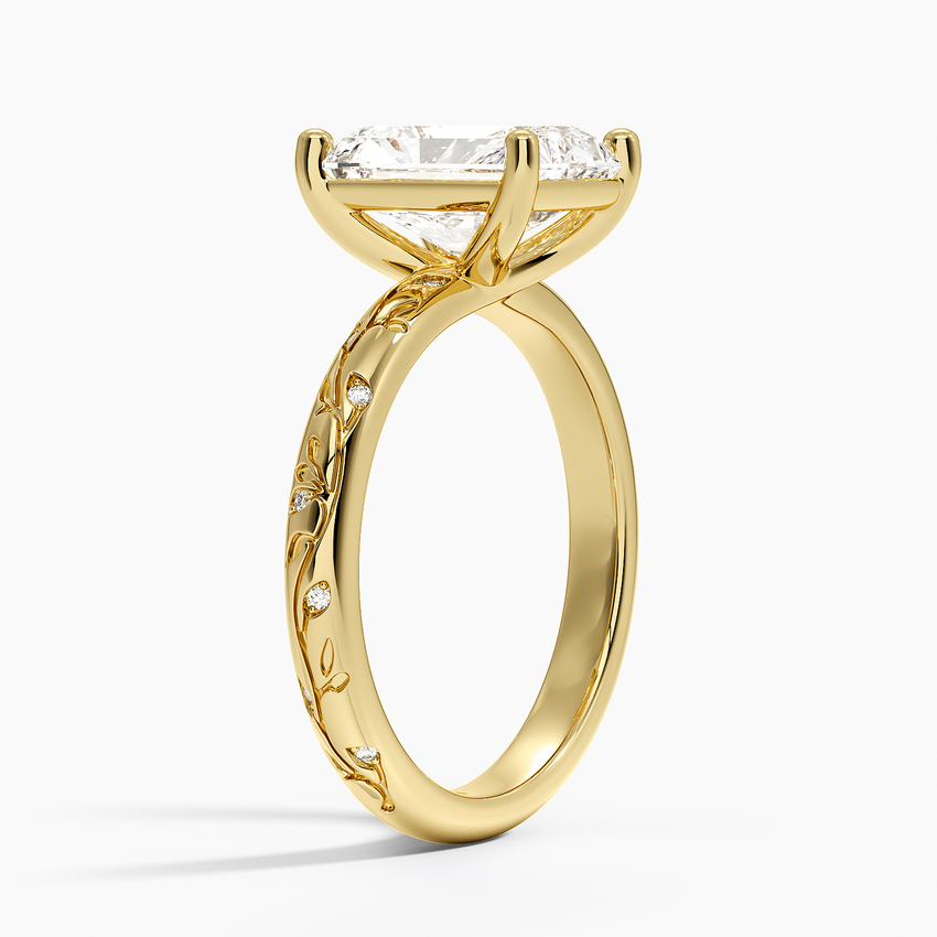 Verdure Engraved Diamond Solitaire Ring
