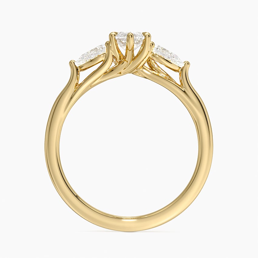 Luxe Delilah Three Stone Pear Diamond Ring in 18K Yellow Gold