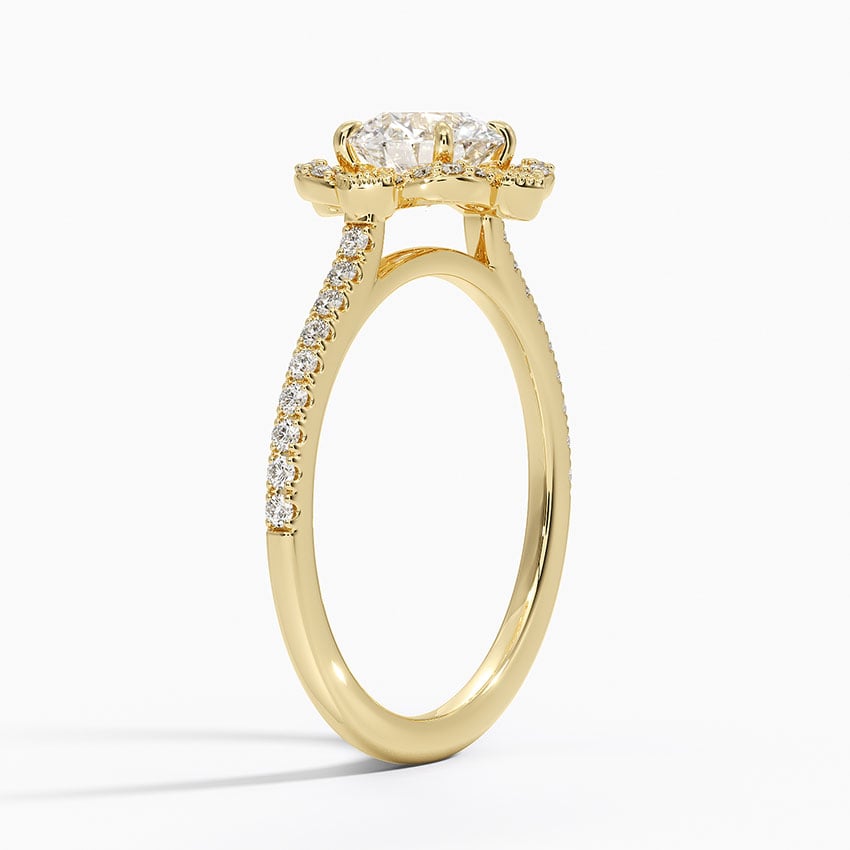 18K Yellow Gold Reina Halo Diamond Ring, large side view