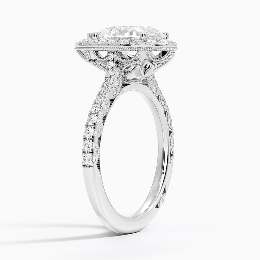 Halo Ring With Diamond Accented Gallery and Band