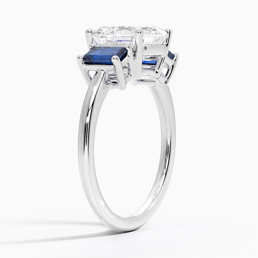 Three Stone Engagement Ring with Sapphire Side Stones