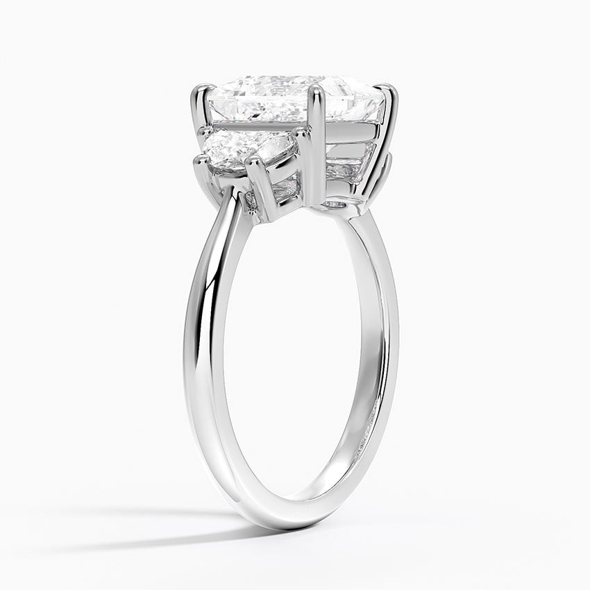 Half Moon Three Stone Diamond Ring