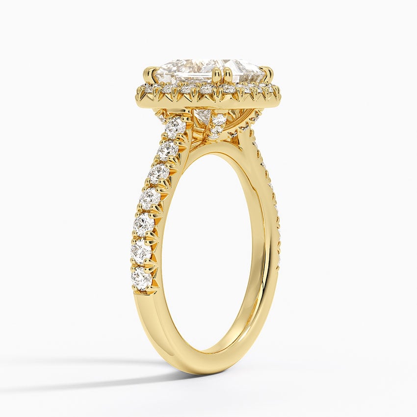 18K Yellow Gold Sienna Halo Half Coverage Diamond Ring