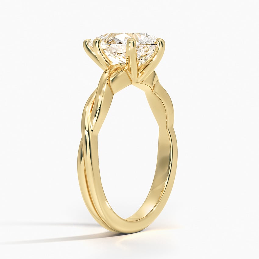 18K Yellow Gold Twisted Vine Solitaire Ring