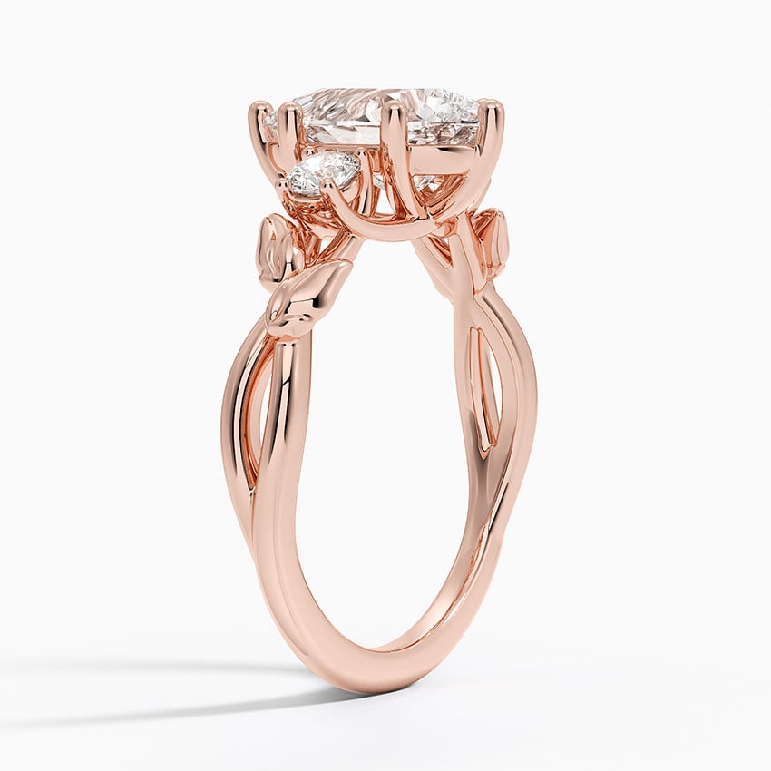 14K Rose Gold Budding Willow Three Stone Diamond Ring