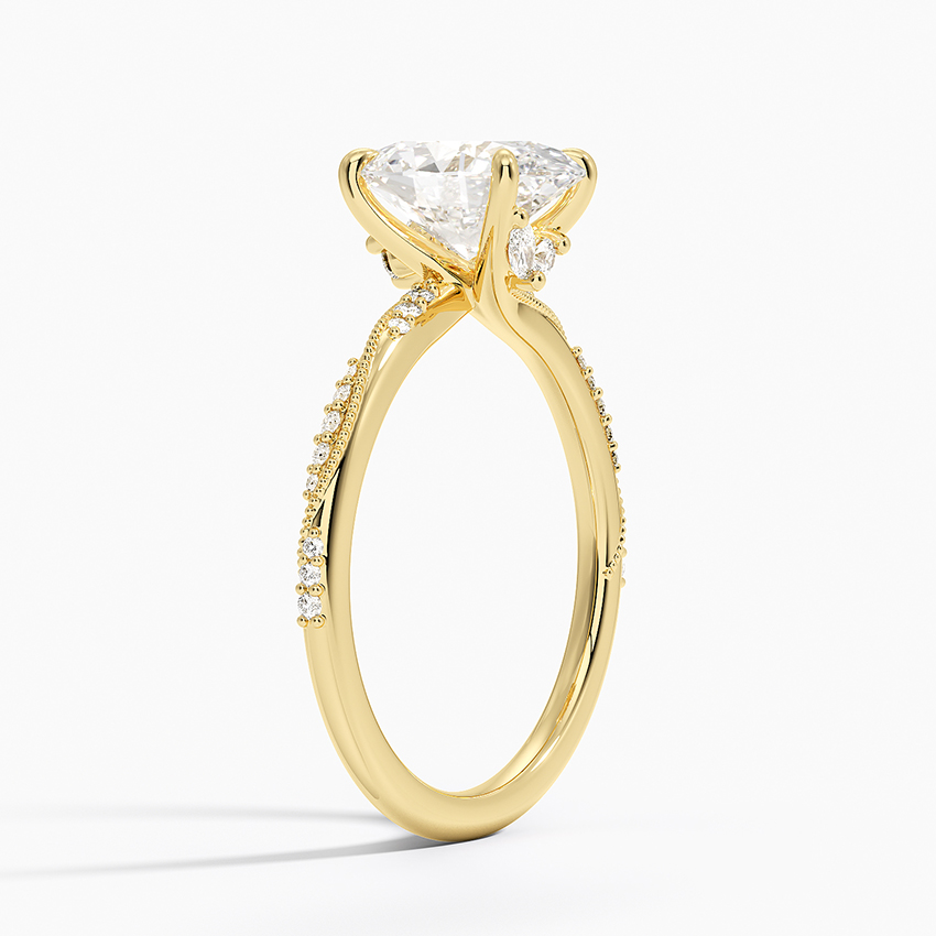 18K Yellow Gold Camellia Hidden Accent Diamond Ring