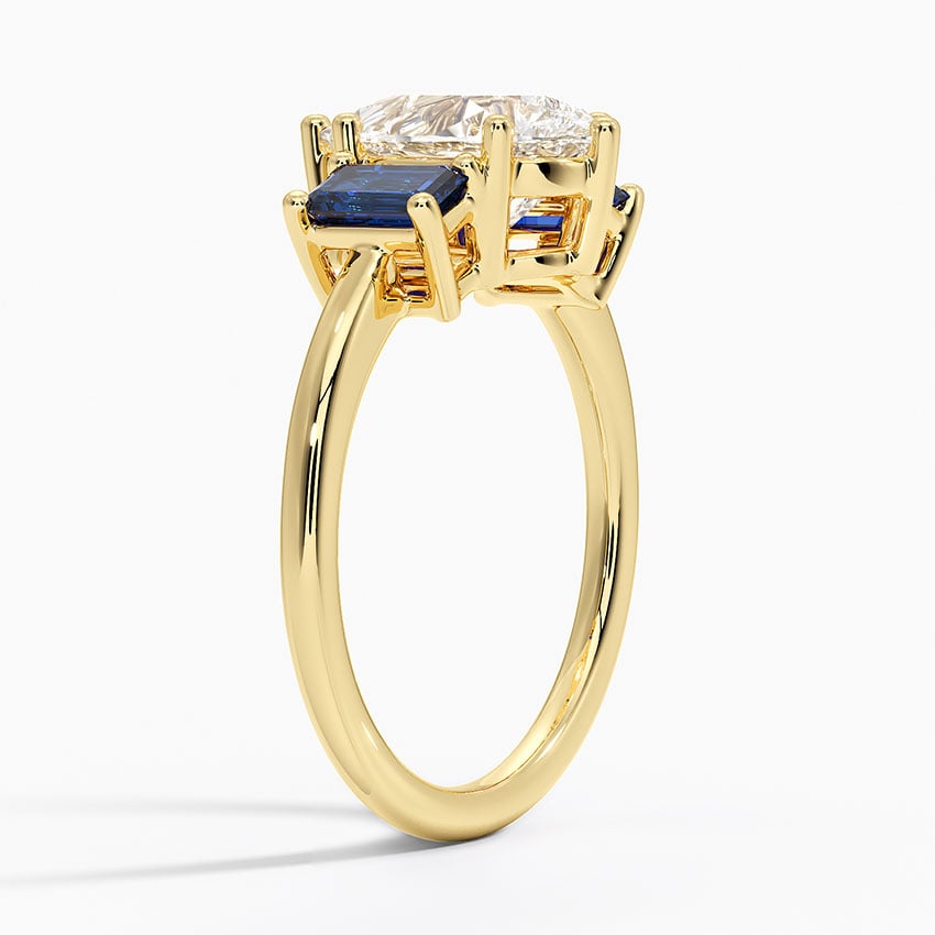 18K Yellow Gold Luxe Rhiannon Three Stone Sapphire Ring