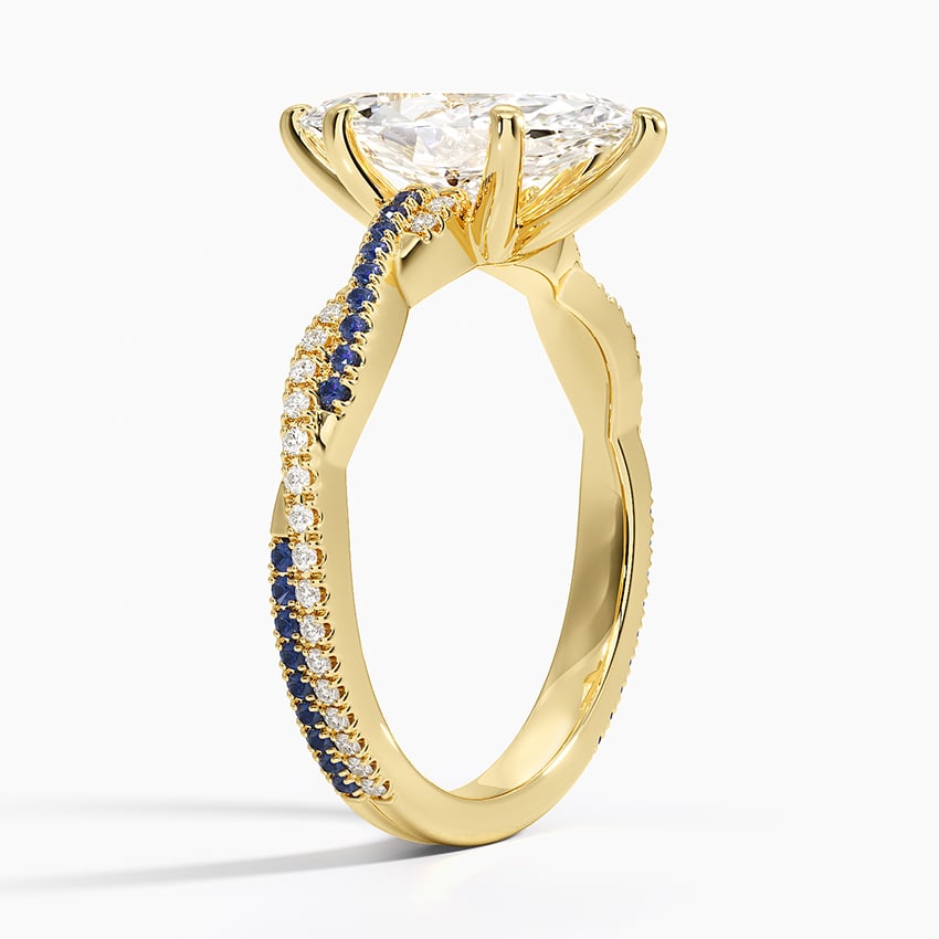 18K Yellow Gold Petite Luxe Twisted Vine Sapphire and Diamond Ring (1/8 ct. tw.)