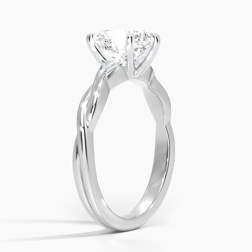 18K White Gold Twisted Vine Solitaire Ring
