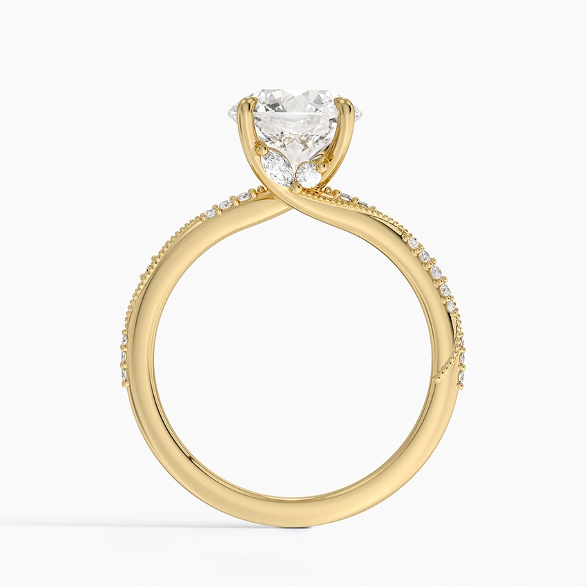 18K Yellow Gold Camellia Hidden Accent Diamond Ring