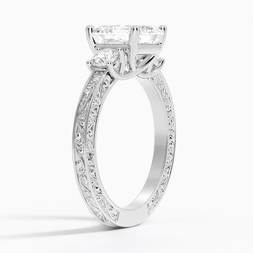 Three Stone Filigree Ring - Antique Scroll