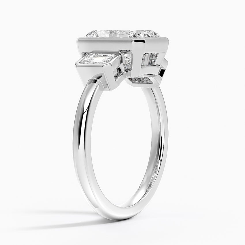 18K White Gold Rhiannon Bezel Three Stone Diamond Ring