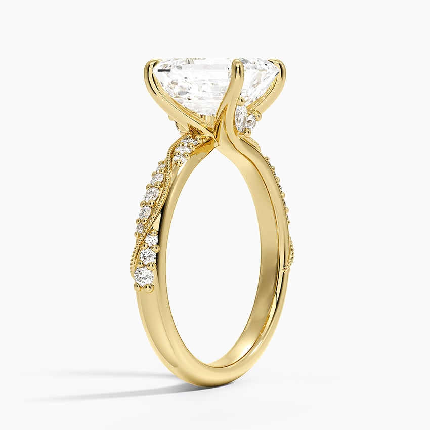 18K Yellow Gold Camellia Hidden Accent 2.5mm Diamond Ring