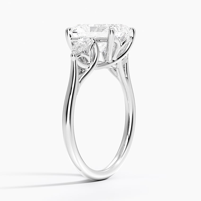 18K White Gold Trellis Three Stone Pear Diamond Ring