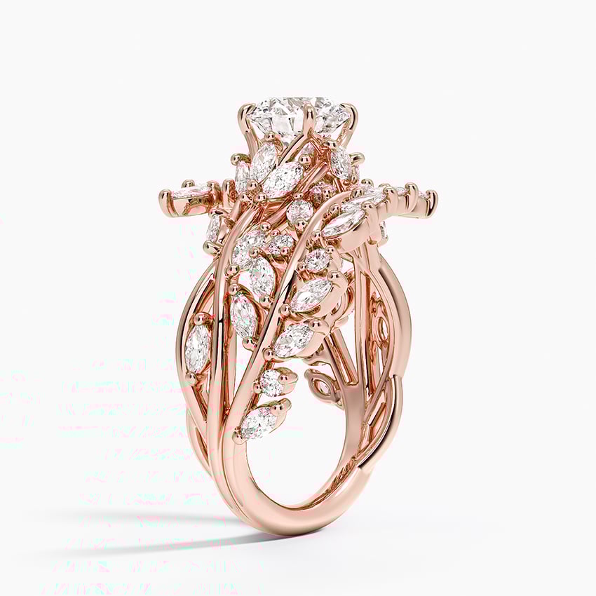 Lab Grown Sapphire Secret Garden Wrap Lab Diamond Ring in 14K Rose