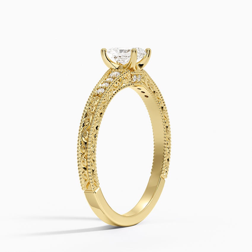 18K Yellow Gold Luxe Hudson Engraved Diamond Ring (1/10 ct. tw.)