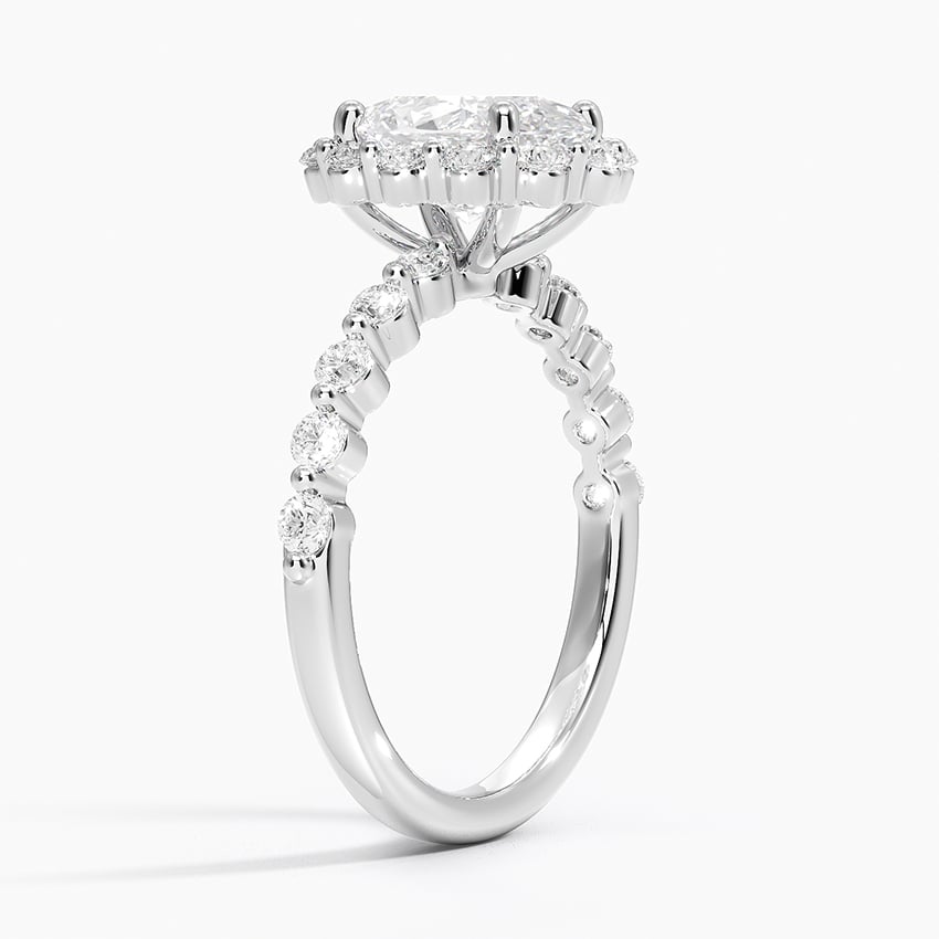 Shared Prong Halo Engagement Ring