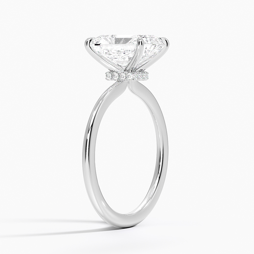 18K White Gold Petite Secret Halo Diamond Ring