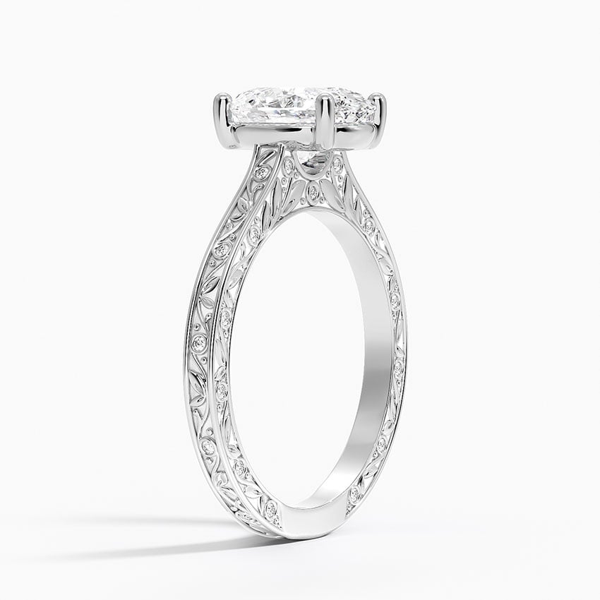 18K White Gold Grove Perfect Fit Engraved Diamond Ring (1/10 ct. tw.)
