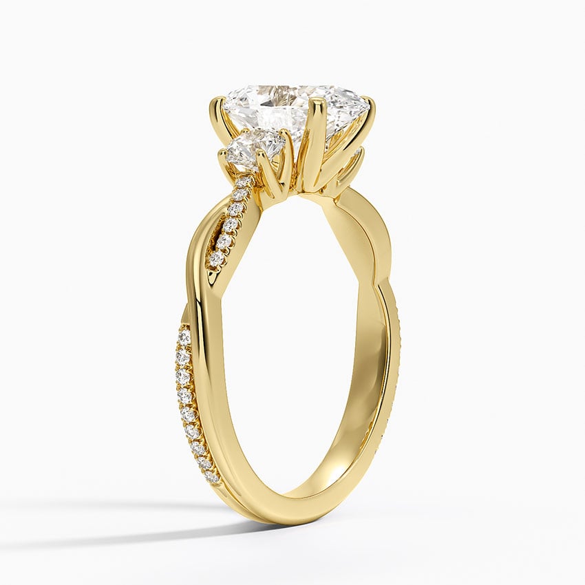18K Yellow Gold Petite Twisted Vine Three Stone Diamond Ring (2/5 ct. tw.)