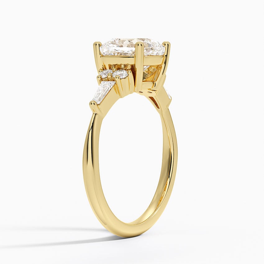 Round and Tapered Baguette Engagement Ring