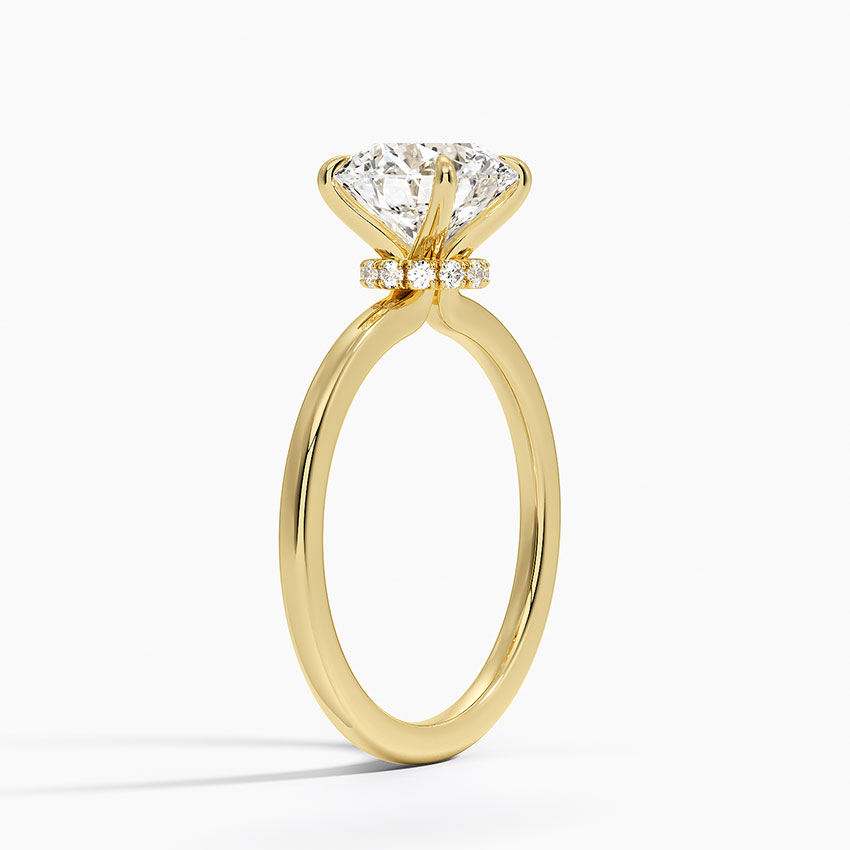 18K Yellow Gold Secret Halo Diamond Ring