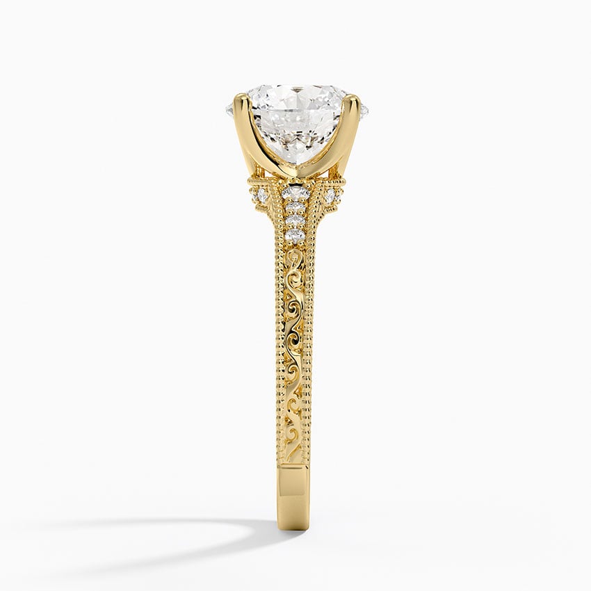 18K Yellow Gold Luxe Hudson Engraved Diamond Ring (1/10 ct. tw.)
