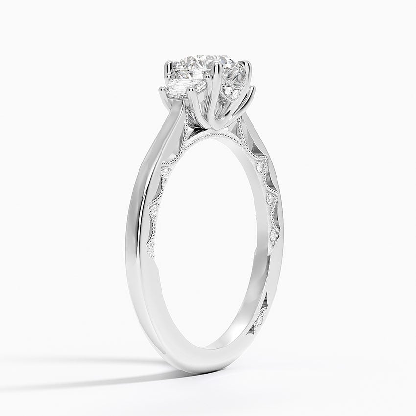 PT Lab Grown Sapphire Tacori Lunetta Crescent Three Stone Diamond Ring, large top view