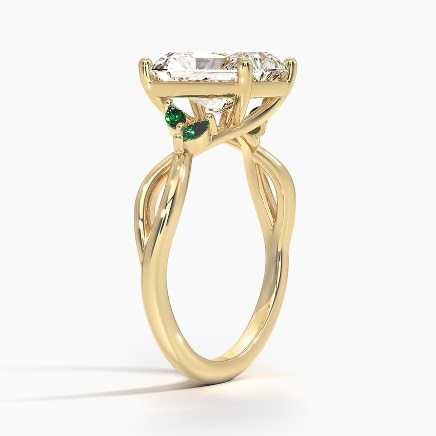 18K Yellow Gold Willow Ring With Lab Emerald Accents