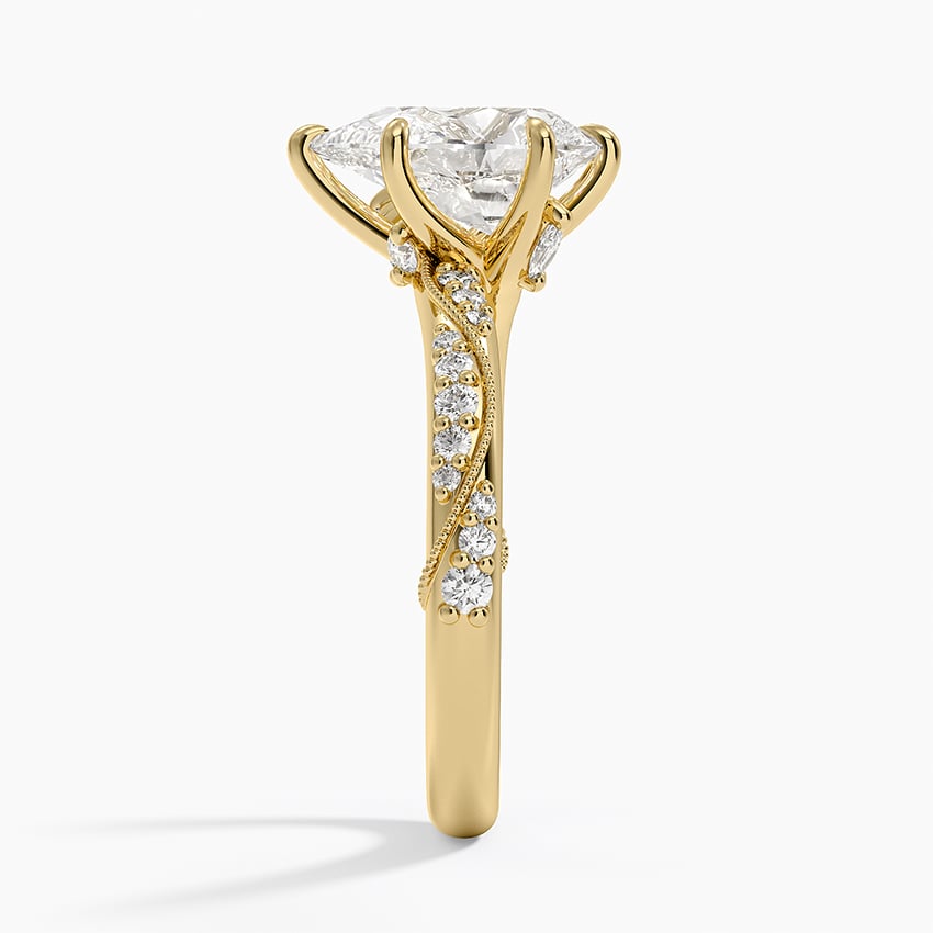 18K Yellow Gold Camellia Hidden Accent 2.5mm Diamond Ring