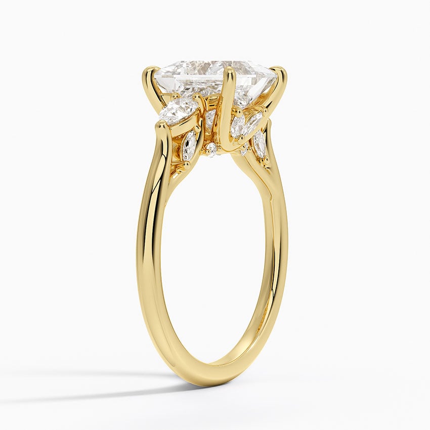 Three Stone Cathedral Engagement Ring