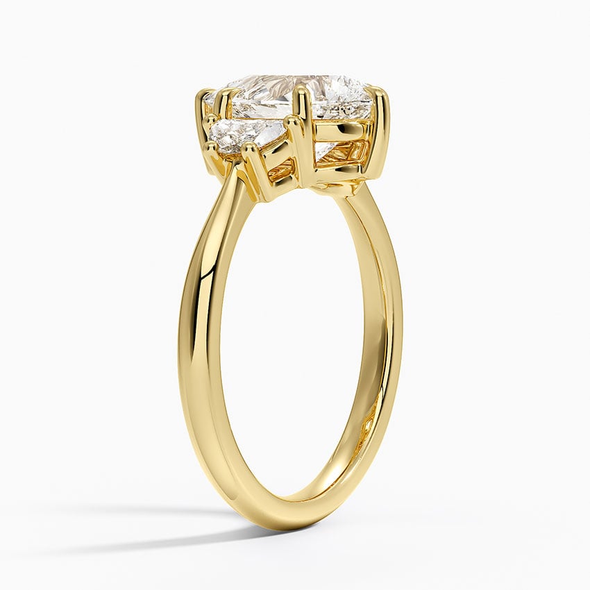 18K Yellow Gold Half Moon Three Stone Diamond Ring (1/4 ct. tw.)