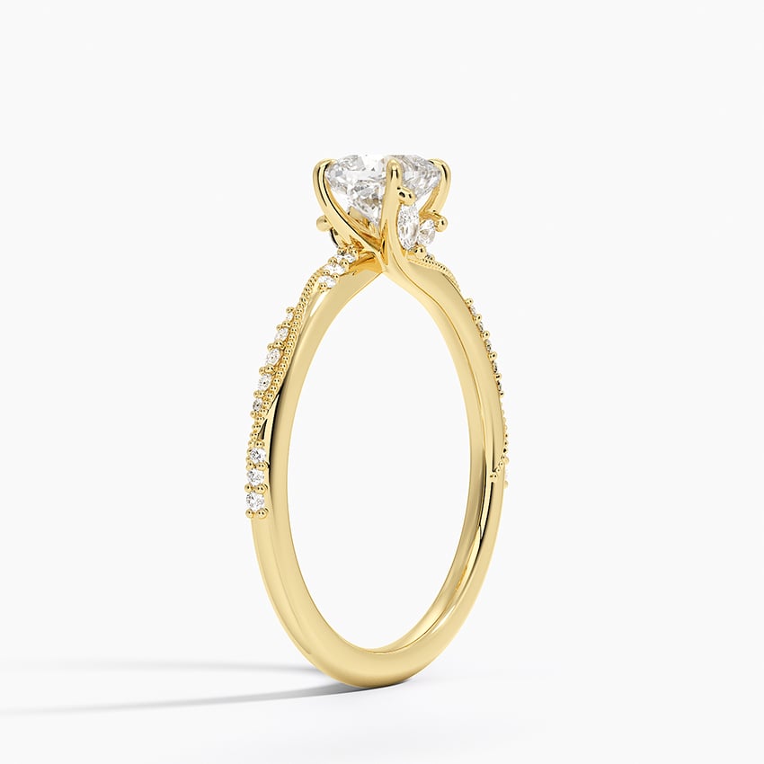 18K Yellow Gold Camellia Hidden Accent Diamond Ring