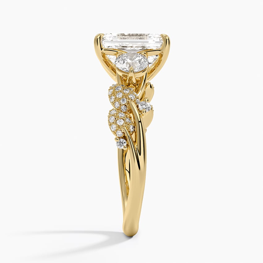 18K Yellow Gold Canopy Three Stone Diamond Ring