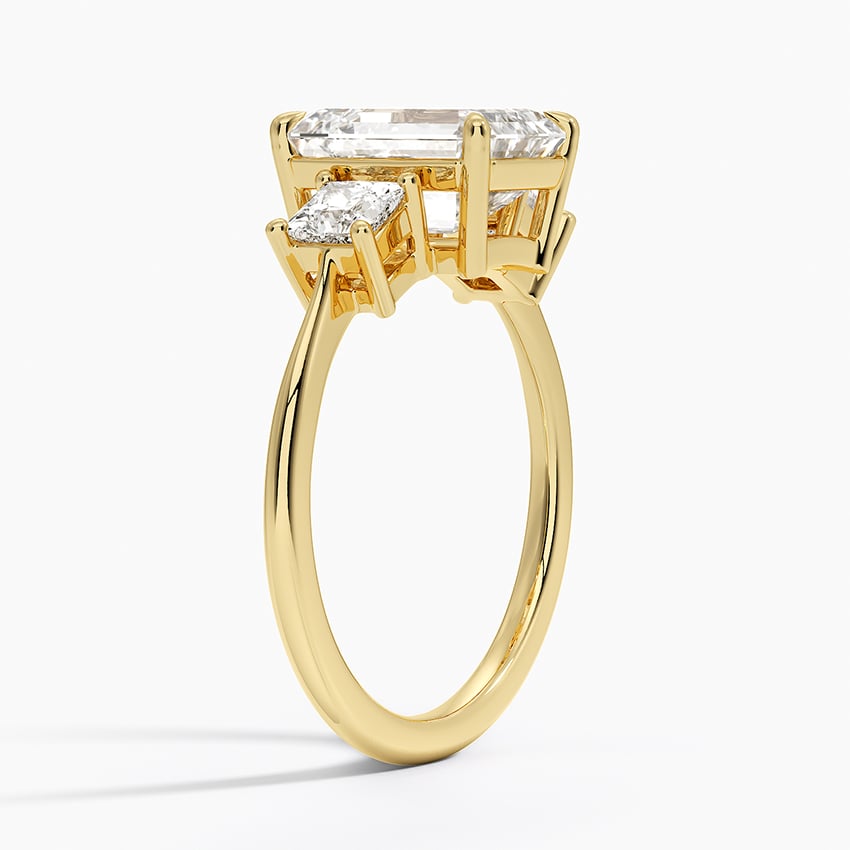 18K Yellow Gold Princess Cut Three Stone Diamond Ring