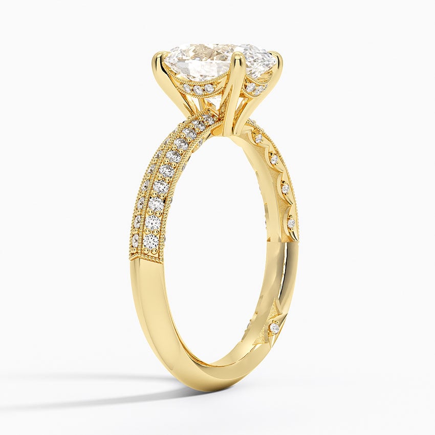 18K Yellow Gold Tacori Sculpted Crescent Knife Edge Diamond Ring
