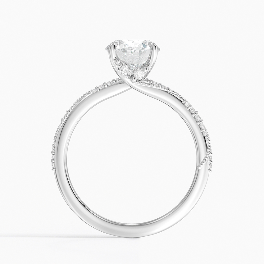 18K White Gold Camellia Hidden Accent Diamond Ring