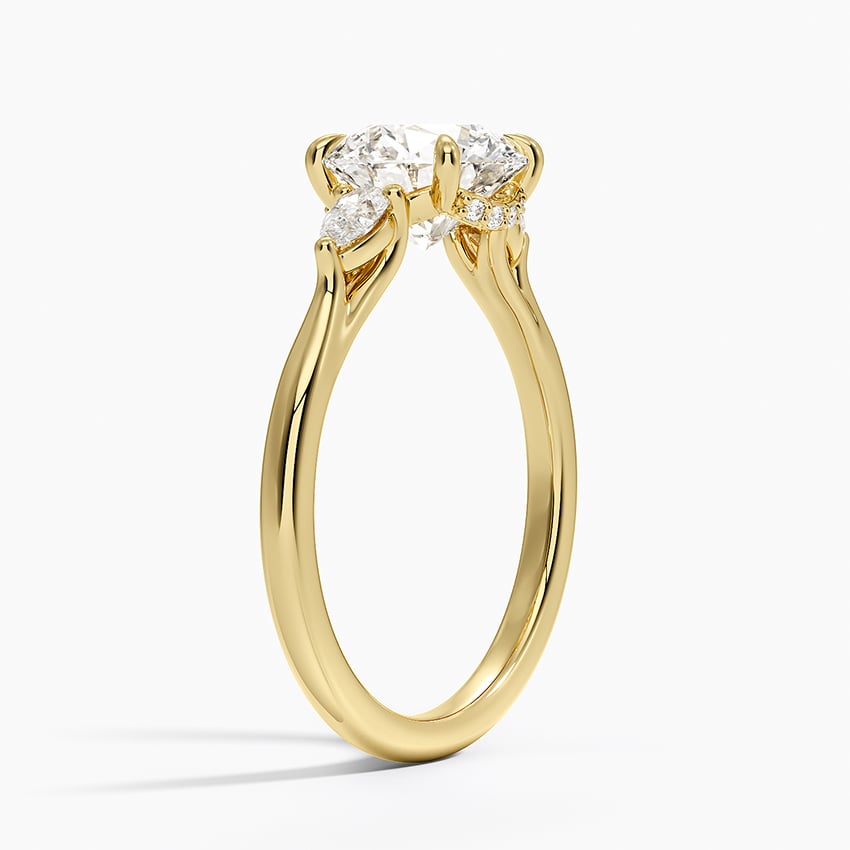 Floating Three Stone Pear Diamond Ring