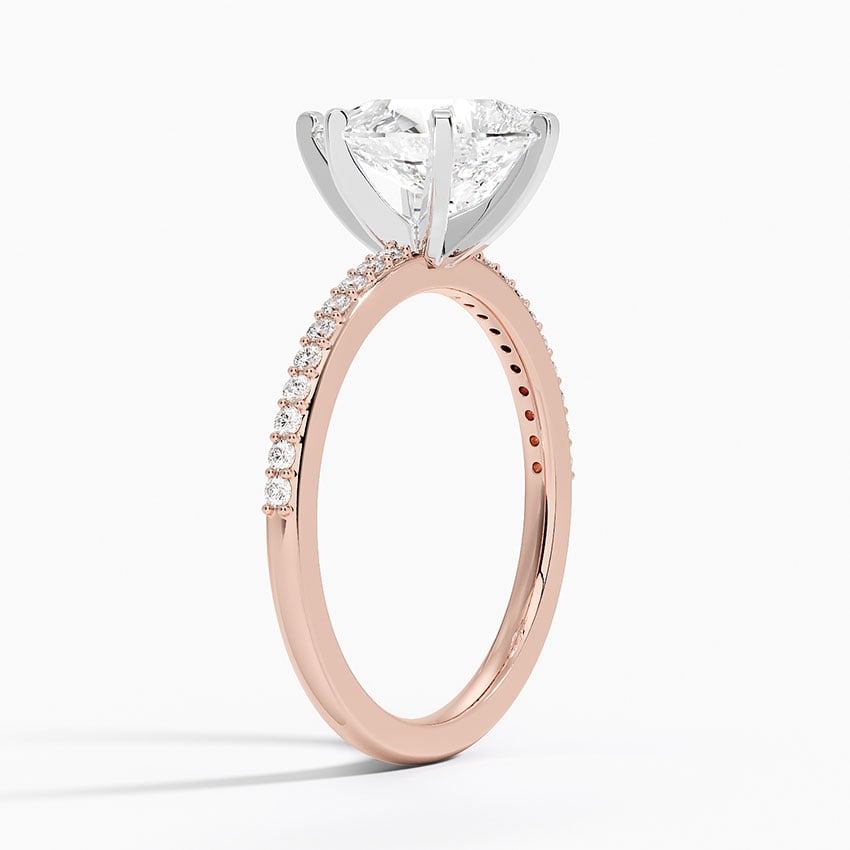 14K Rose Gold Delicate Shared Prong Diamond Ring
