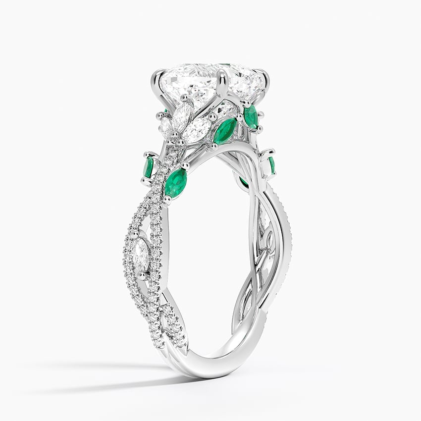 18K White Gold Luxe Secret Garden Lab Emerald and Diamond Ring