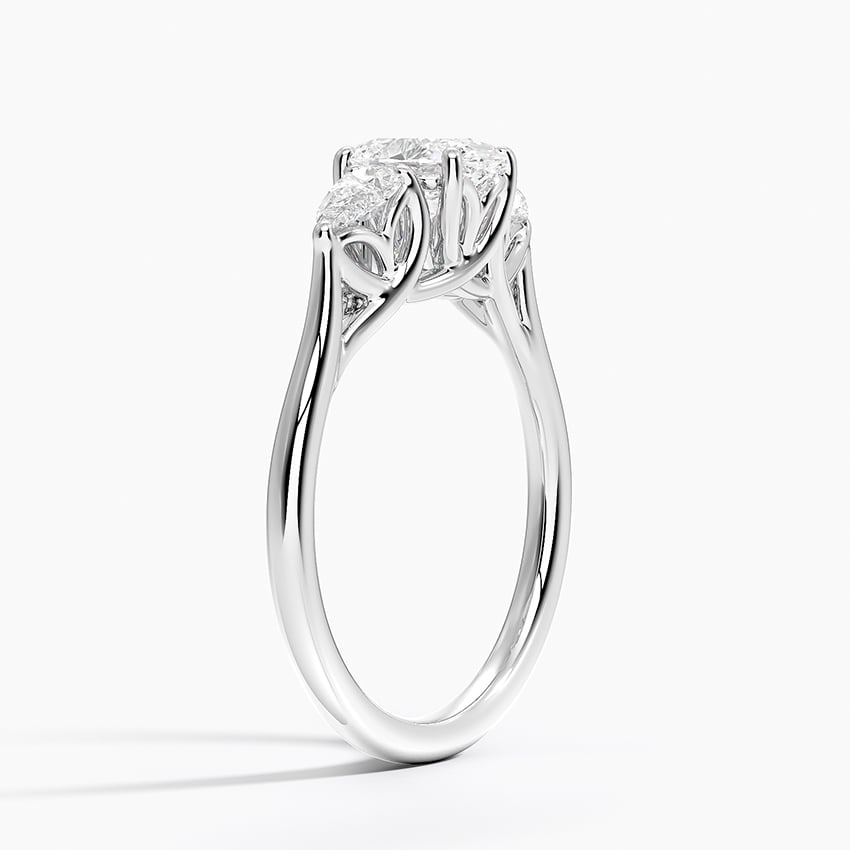 PT Sapphire Trellis Three Stone Pear Diamond Ring, large top view