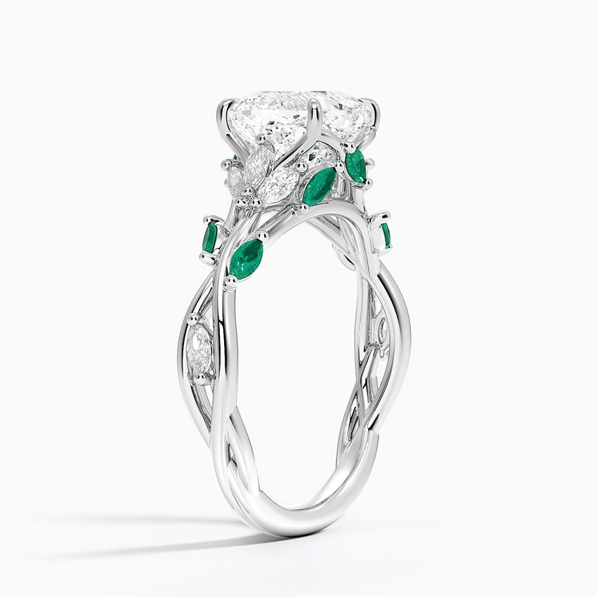 Platinum Secret Garden Lab Emerald and Diamond Ring (1/4 ct. tw.)