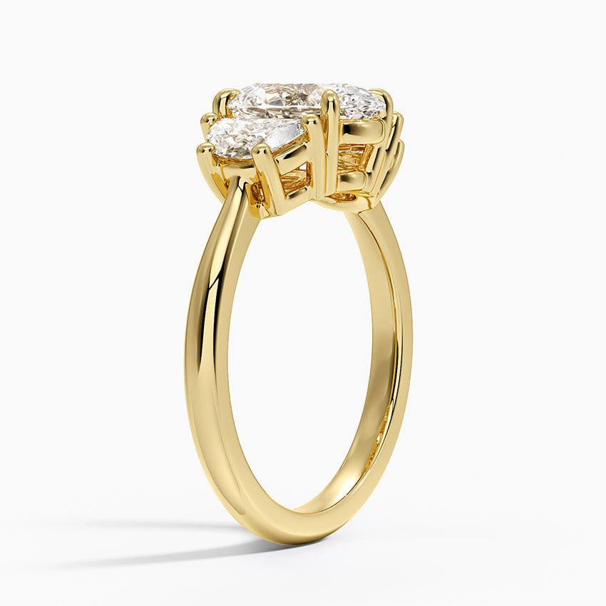 18K Yellow Gold Half Moon Three Stone Diamond Ring (1/2 ct. tw.)